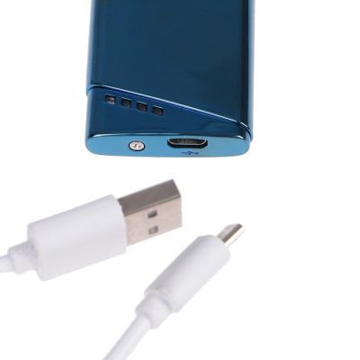Зажигалка электронная в подарочной коробке, USB, спираль, синяя, 7.5х12 см
