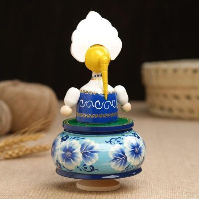 Сувенир барыня музыкальная "Синие розы", ручная роспись