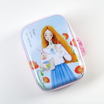 Шкатулка металл на молнии "Девушка с маками" 9х6,5х3,3 см