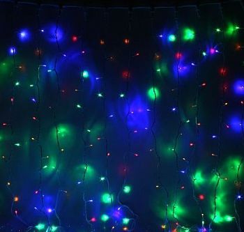 Гирлянда уличная УМС "Занавес" (Ш:2 м, В: 3 м, нить белая, мульти)