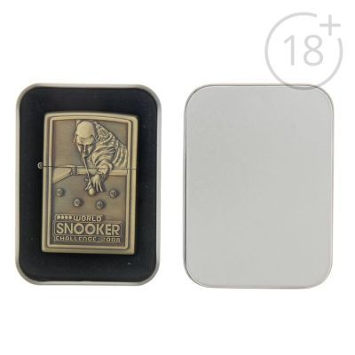 Зажигалка «Любителю бильярда» в металлической коробке, кремний, бензин, 6x8 см