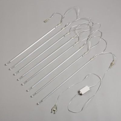 Гирлянда «Нить» 2.4 м с насадками «Сосульки 50 см», IP44, УМС, прозрачная нить, 320 LED, свечение мульти с эффектом стекания, 12 В