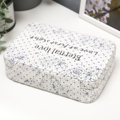 Шкатулка кожзам для украшений "Цветочная с блёстками" 5,6х14,7х21 см