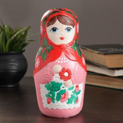 Копилка "Матрёшка", 22 см, КРАСНЫЙ МИКС