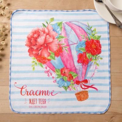 Полотенце микрофибра "Доляна" Счастье ждет тебя, 30х30 см, п/э 200 гр/м2