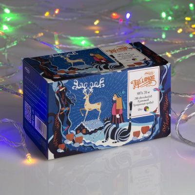 Гирлянда «Нить» 20 м, IP20, прозрачная нить, 200 LED, свечение мульти, 8 режимов, 220 В