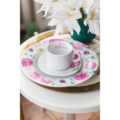 Чайная пара "Розы и пионы", кружка 220 мл, блюдце 14 см