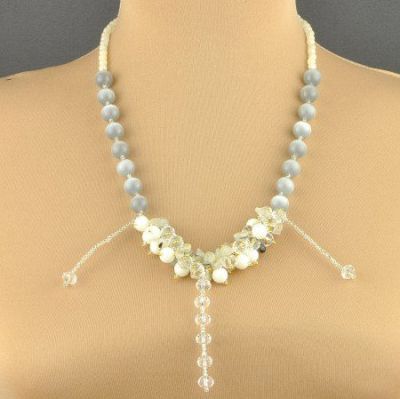 Бусы Кварц, кахолонг, кошачий глаз "Супримо" арт.ВАН-517