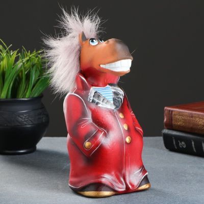 Копилка "Конь в пальто" 22см, бордо