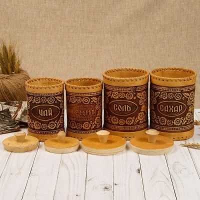 Набор туесов под сыпучие из 4-х предметов береста