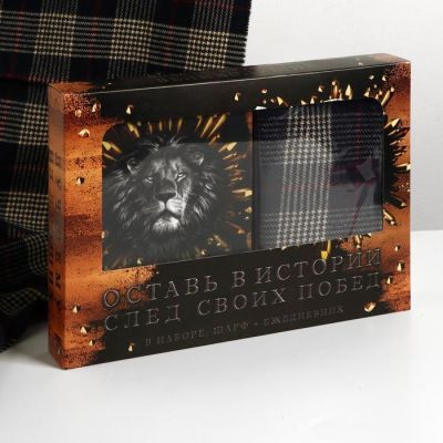 Набор "Мужчине №1", теплый шарф и ежедневник