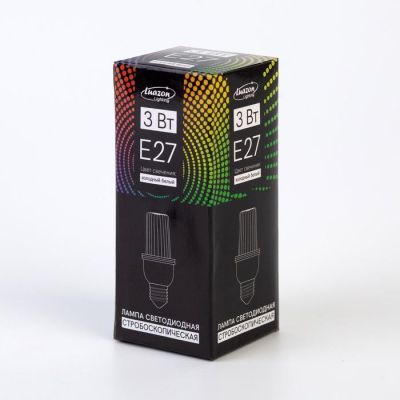 Лампа светодиодная Строб, прозрачная, Е27, 4LED, 3 Вт, 220 В, 6500К, белое свечение