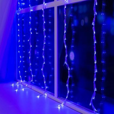 Гирлянда «Водопад» 2 × 1.5 м, IP20, прозрачная нить, 400 LED, свечение синее, 8 режимов, 220 В