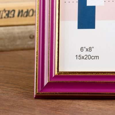 Фоторамка пластик 15х20 см "Фиолетовая с тремя золотыми полосами" 24х19х1,2 см
