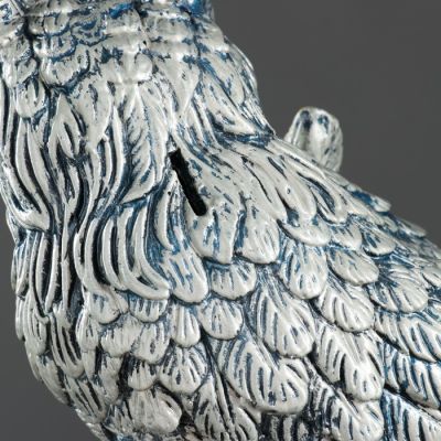 Копилка "Сова с пером" серебро 45см