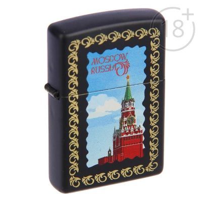 Зажигалка ZIPPO 218 MOSCOW KREMLIN FRAMED с покрытием Black Matte