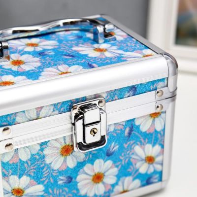 Шкатулка металлокаркас сундучок "Ромашки на голубом" 13х16,7х12,8 см