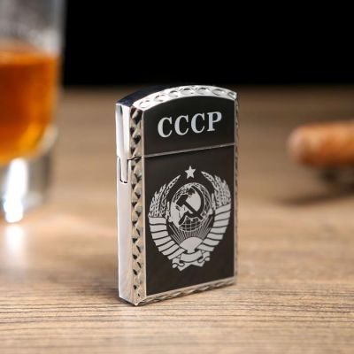 Зажигалка газовая "СССР", микс, 1х3.5х6 см, чёрная
