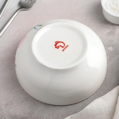 Салатник Доляна «Пташка» 370 мл, 15,2×6,9 см, цвет белый