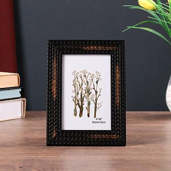 Фоторамка пластик 10х15 см "Пшеница" чёрная с золотом 19х14 см