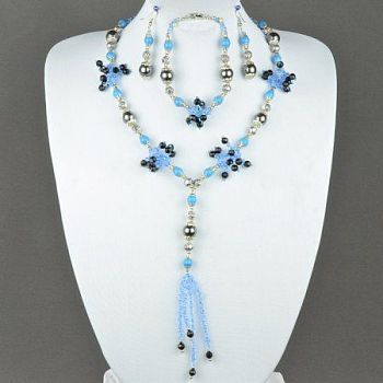 Авторские бусы Хрусталь, гематит  "Наина" арт.ВАС-1080