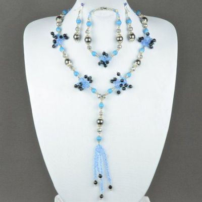 Авторские бусы Хрусталь, гематит  "Наина" арт.ВАС-1080