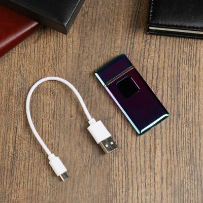 Зажигалка электронная "Люкс", USB, спираль, хамелеон, 7х3.5х0.5 см