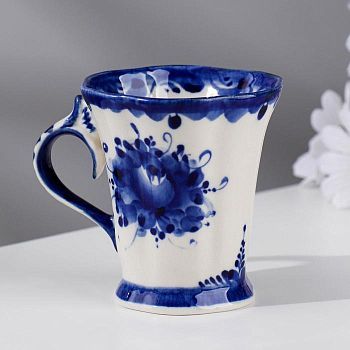 Чашка "Колокольчик", 120 мл, 8 см, гжель, фарфор