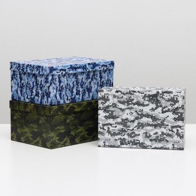 Набор коробок 3 в 1 "Камуфляж 1", 30,5 х 20 х 13 - 26 х 17,5 х 11 см