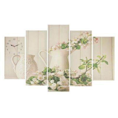 Часы настенные модульные «Ваза с цветами», 80 × 140 см