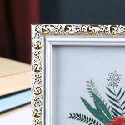 Фоторамка пластик 15х20 см "Валентайн" белая с золотым рисунком 23х18 см