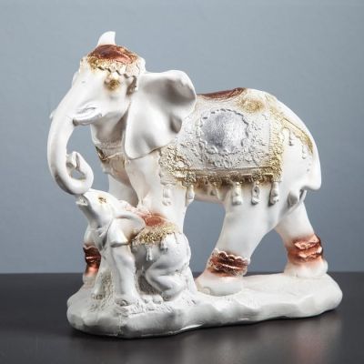 Копилка "Слоны семья", глянец, белый цвет, 26 см