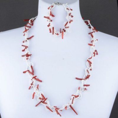 Комплект Коралл, Бисер "Вьюга" арт. КАП-1446