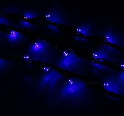 Гирлянда "Дождь" уличная (Ш:2 м, В:1,5 м, нить тёмная, синий)