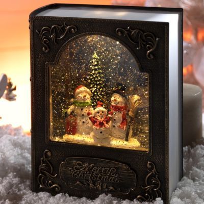 Светодиодная фигура «Книга со снеговиками» 16 × 21 × 8 см, пластик, батарейки ААх3 (не в комплекте), USB, свечение тёплое белое