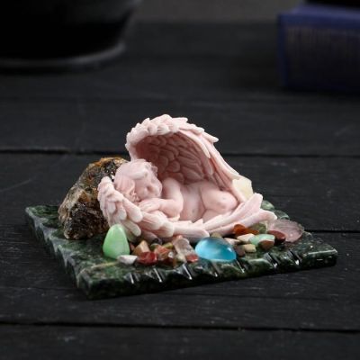 Сувенир "Ангелочек спящий", змеевик, мрамор