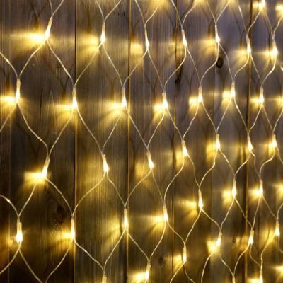 Гирлянда «Сеть» 2 × 1.5 м, IP44, УМС, прозрачная нить, 192 LED, свечение тёплое белое, 220 В