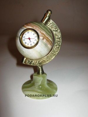 Глобус из оникса с часами (h=11см, d=6см) №4