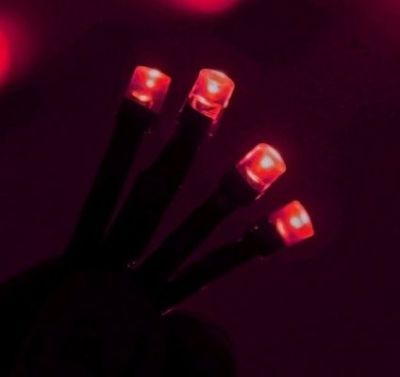 Гирлянда уличная "Бахрома" (Ш:4 м, В:0,6 м, нить темная, красный)