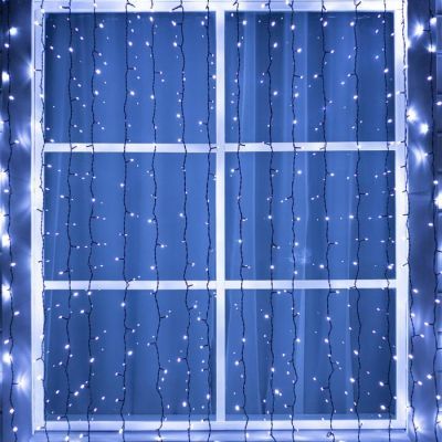 Гирлянда «Занавес» 2 × 3 м, IP44, УМС, тёмная нить, 760 LED, свечение белое, 220 В