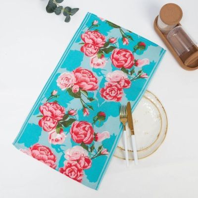 Полотенце вафельное в коробке "Пятна" 35х60 см, бирюза, 160 гр/м, хл,