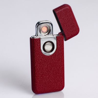 Зажигалка электронная в подарочной коробке, USB, спираль, бордовая матовая, 3х7 см