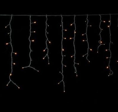 Гирлянда уличная "Бахрома" (Ш:4 м, В:0,6 м, нить темная, желтый)