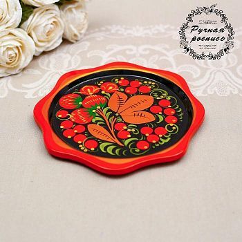 Тарелка «Земляничка», 15×0,5 см, хохлома