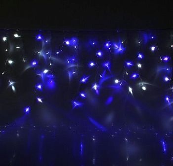 Гирлянда уличная "Бахрома" (Ш:2 м, В:0,6 м, нить силикон, бело-синий)