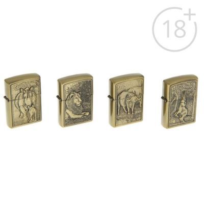 Набор зажигалок "Африка", 4 шт, бензиновые, 22х9 см