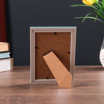 Фоторамка пластик 10х15 см "Физалия" голубая с золотыми цветами 18,8х13 см