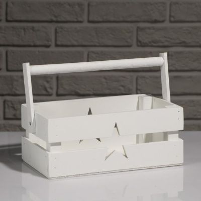 Кашпо деревянное 24.5×13.5×9 см "Двушка Лайт" двухреечное, звезда, белый Дарим Красиво