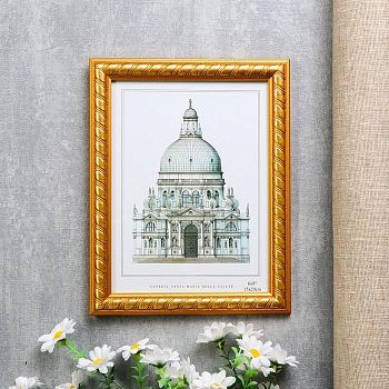 Фоторамка пластик 15х20 см "Золотые полосы на карамельном" 22,8х17,8х1 см