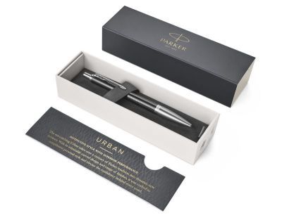 K 312 Ручка шариковая Parker Urban Premium M Ebony Metal CT синие чернила подар.кор. (арт-1931615)